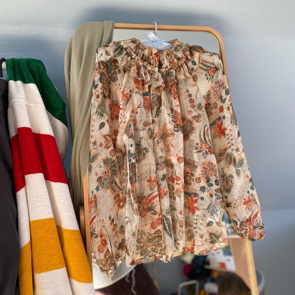Zara Sheer Floral Ruffle Blouse - Picture 11 of 16